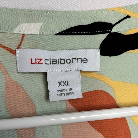 Liz Claiborne lightweight floral green tunic blouse | Size XXL - Picture 5 of 6